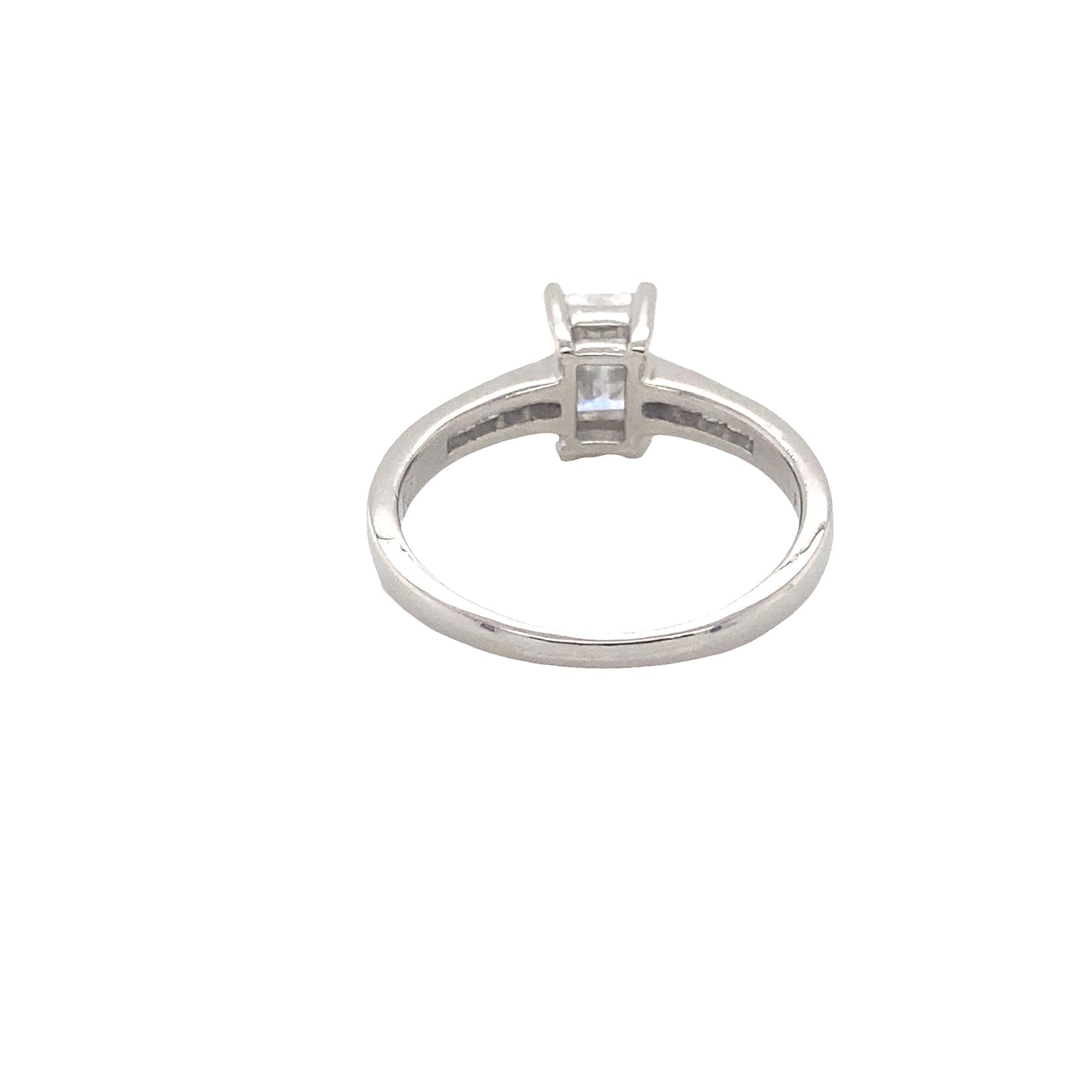 Emerald Cut Diamond Solitaire with Diamond set Shoulders