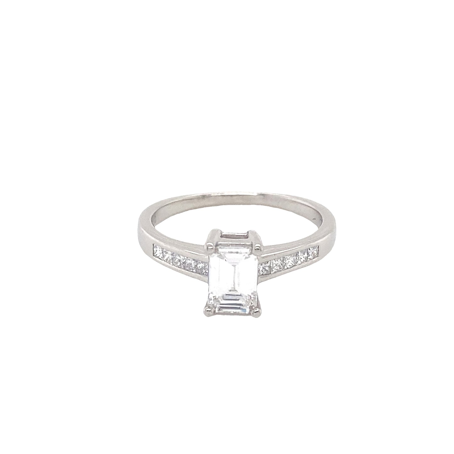 Emerald Cut Diamond Solitaire with Diamond set Shoulders
