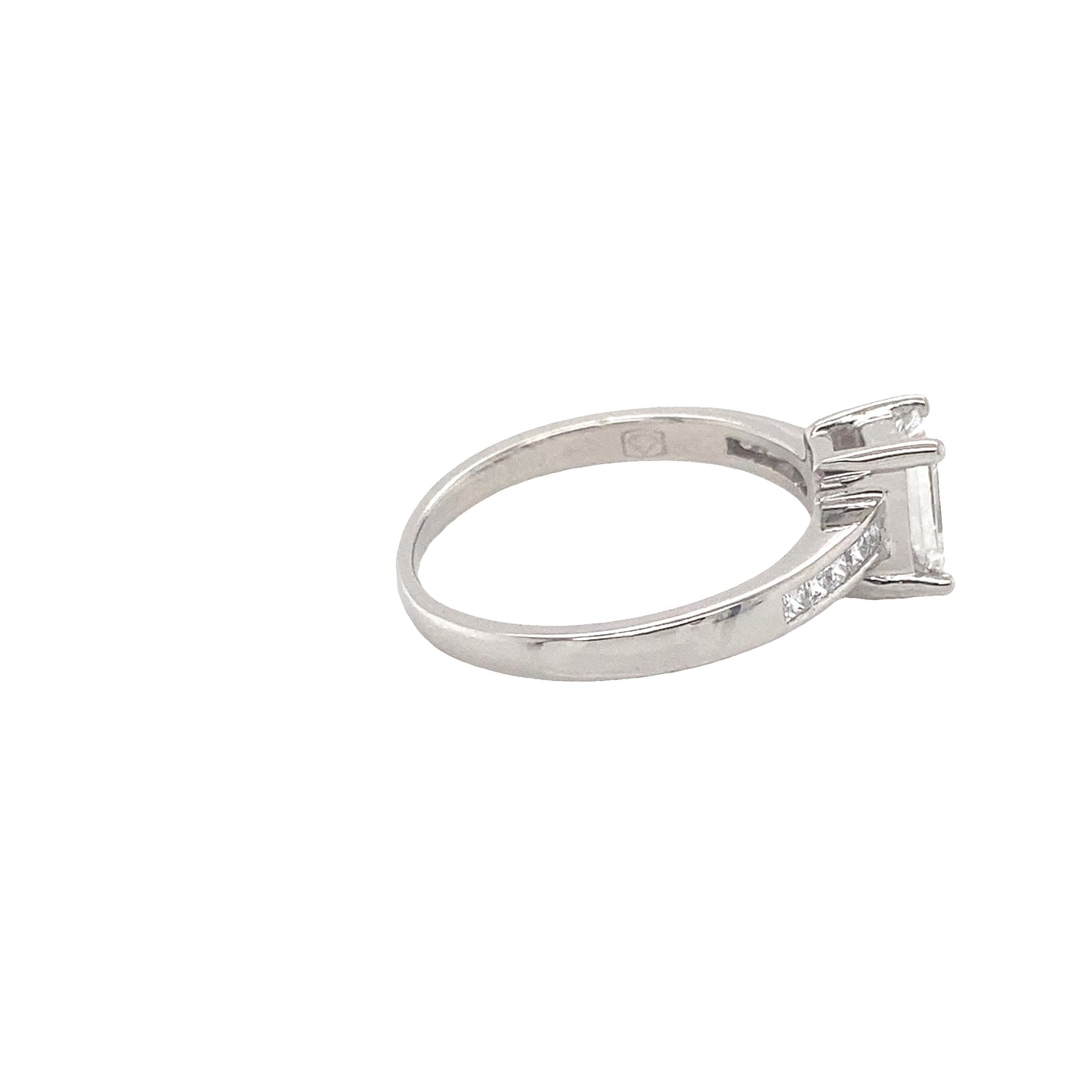 Emerald Cut Diamond Solitaire with Diamond set Shoulders