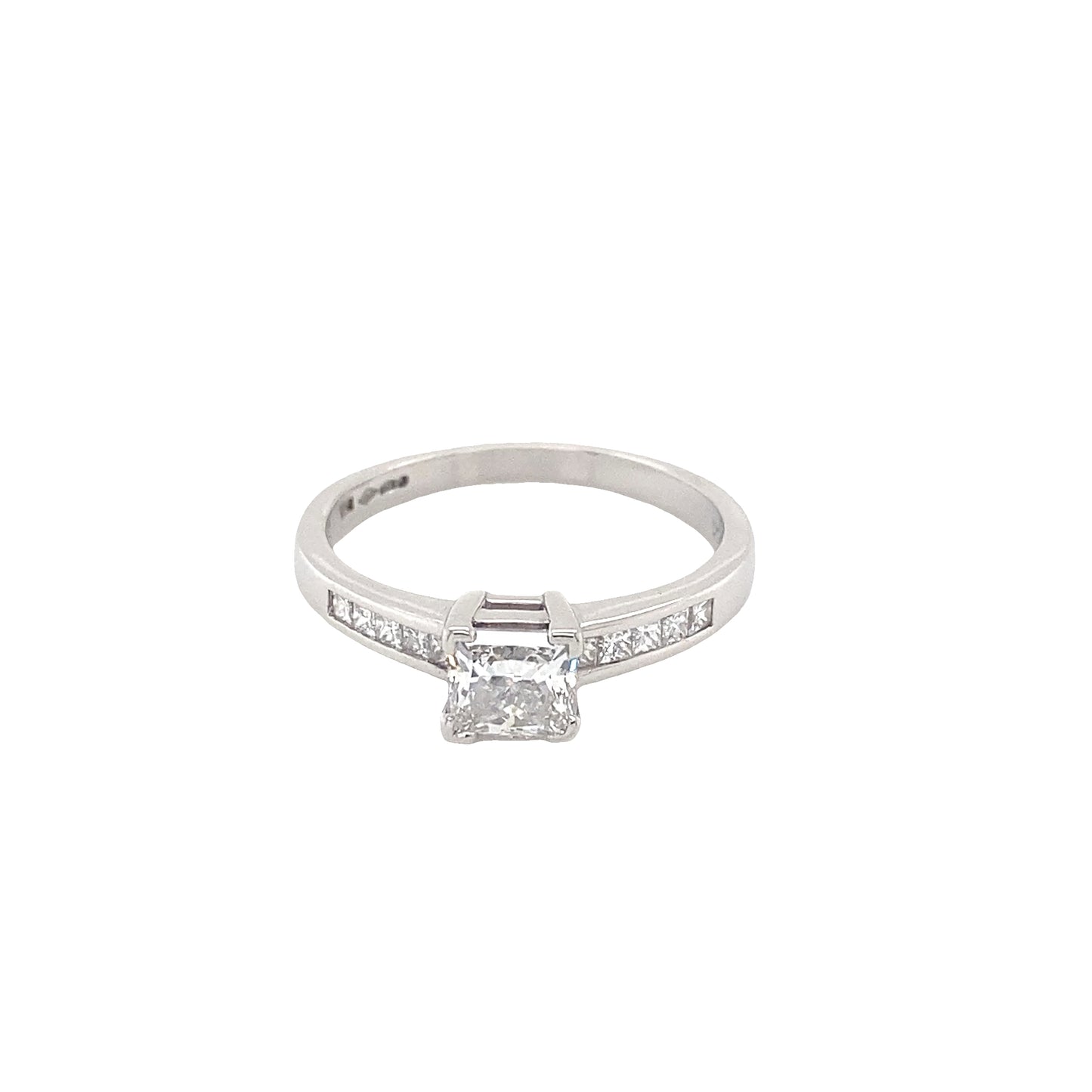 Princess Cut Diamond Solitaire with Princess Cut Diamond Set Shoulders