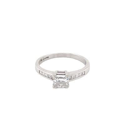 Princess Cut Diamond Solitaire with Princess Cut Diamond Set Shoulders