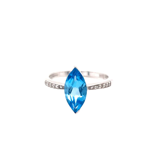 Marquise Cut Blue Topaz Ring