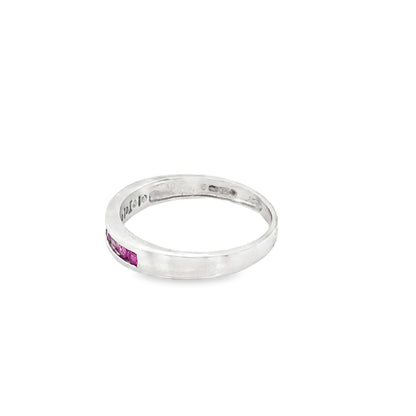 Round Pink CZ Stones Channel Set Ring