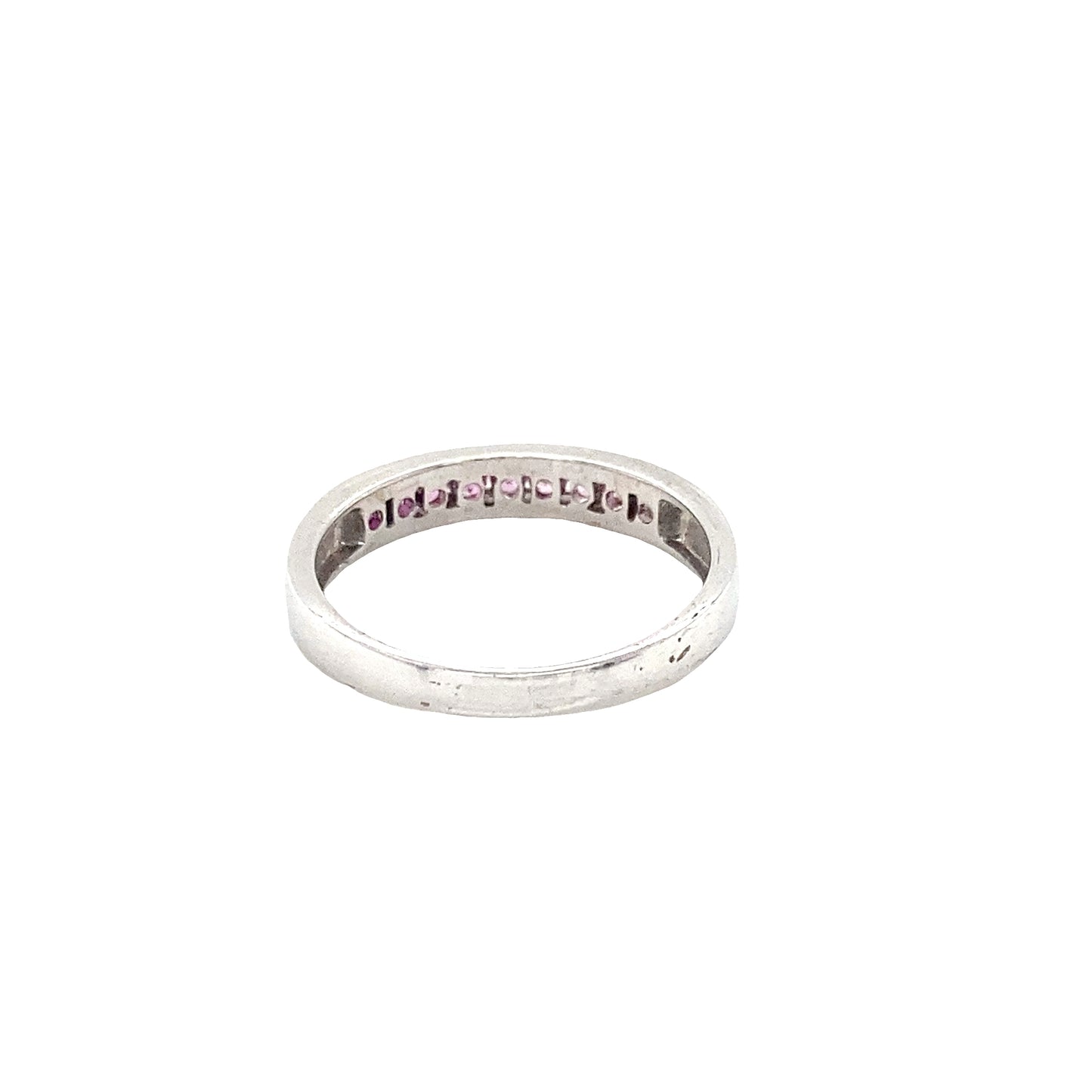 Round Pink CZ Stones Channel Set Ring