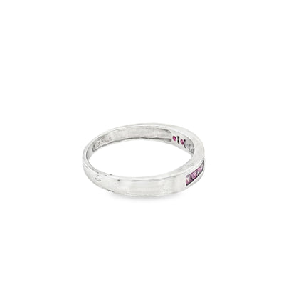 Round Pink CZ Stones Channel Set Ring