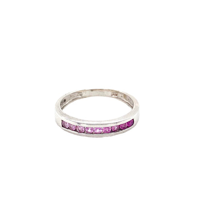 Round Pink CZ Stones Channel Set Ring