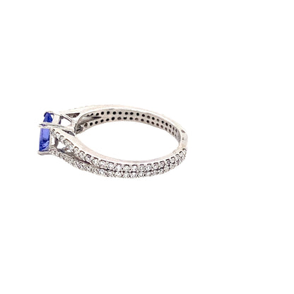 Princess Cut Tanzanite and Diamond Ring