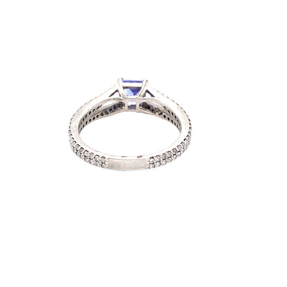 Princess Cut Tanzanite and Diamond Ring