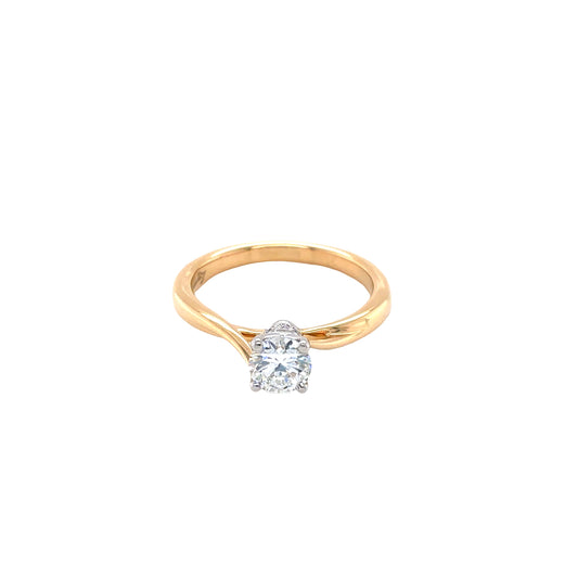 Round Brilliant Cut Diamond Solitaire with Diamond Hidden Halo and Twist Shoulders