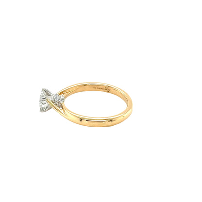 Round Brilliant Cut Diamond Solitaire with Diamond Hidden Halo and Twist Shoulders