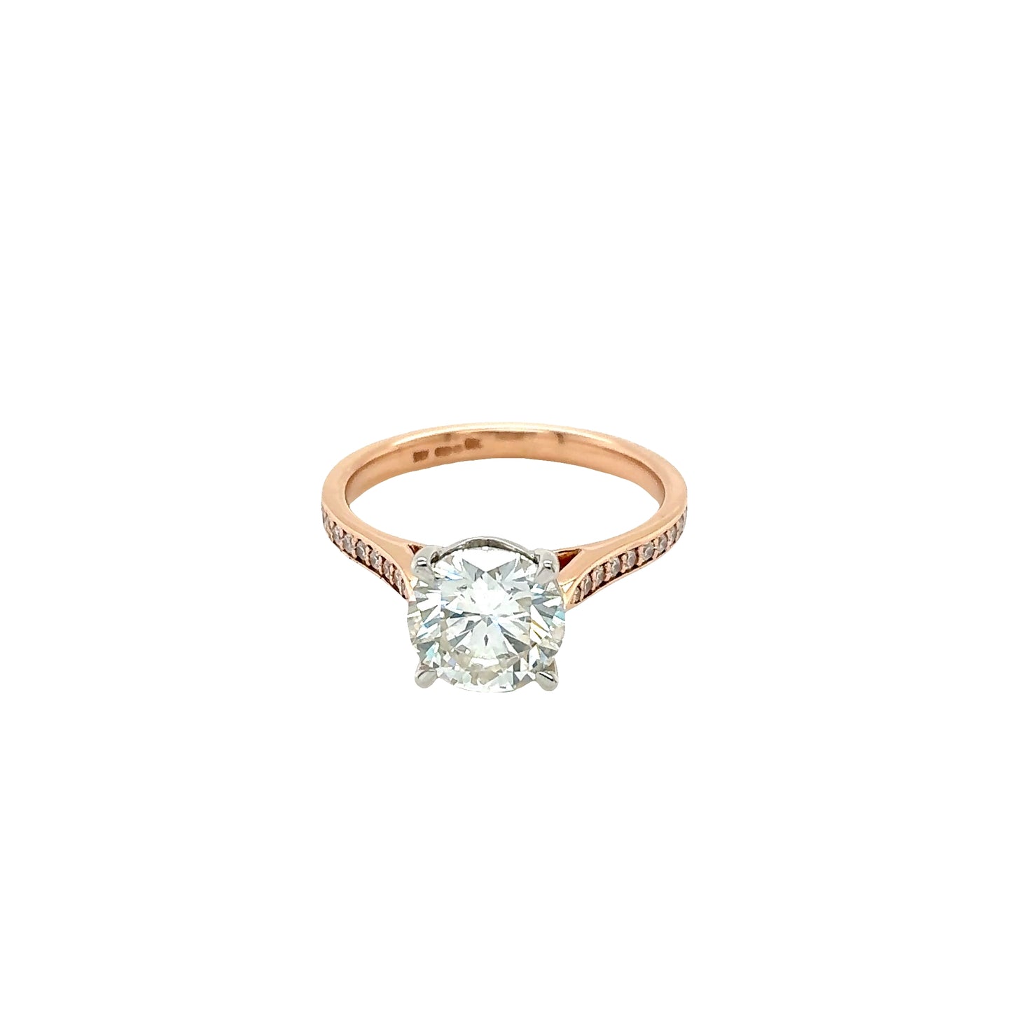 Round Brilliant Cut Diamond Solitaire with Diamond set shoulders