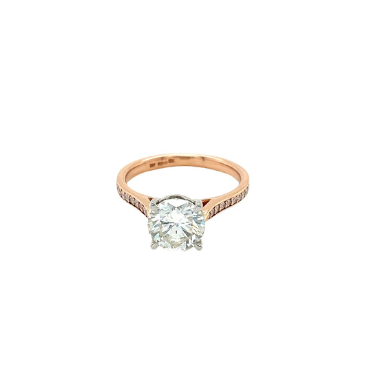 Round Brilliant Cut Diamond Solitaire with Diamond set shoulders
