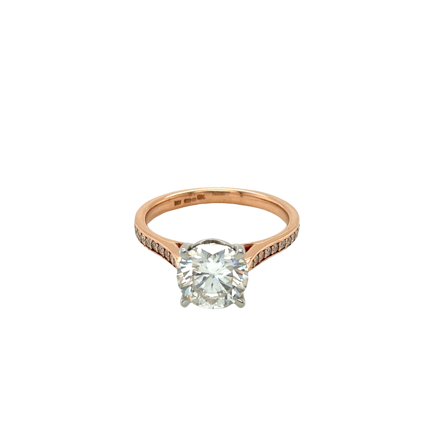 Round Brilliant Cut Diamond Solitaire with Diamond set shoulders