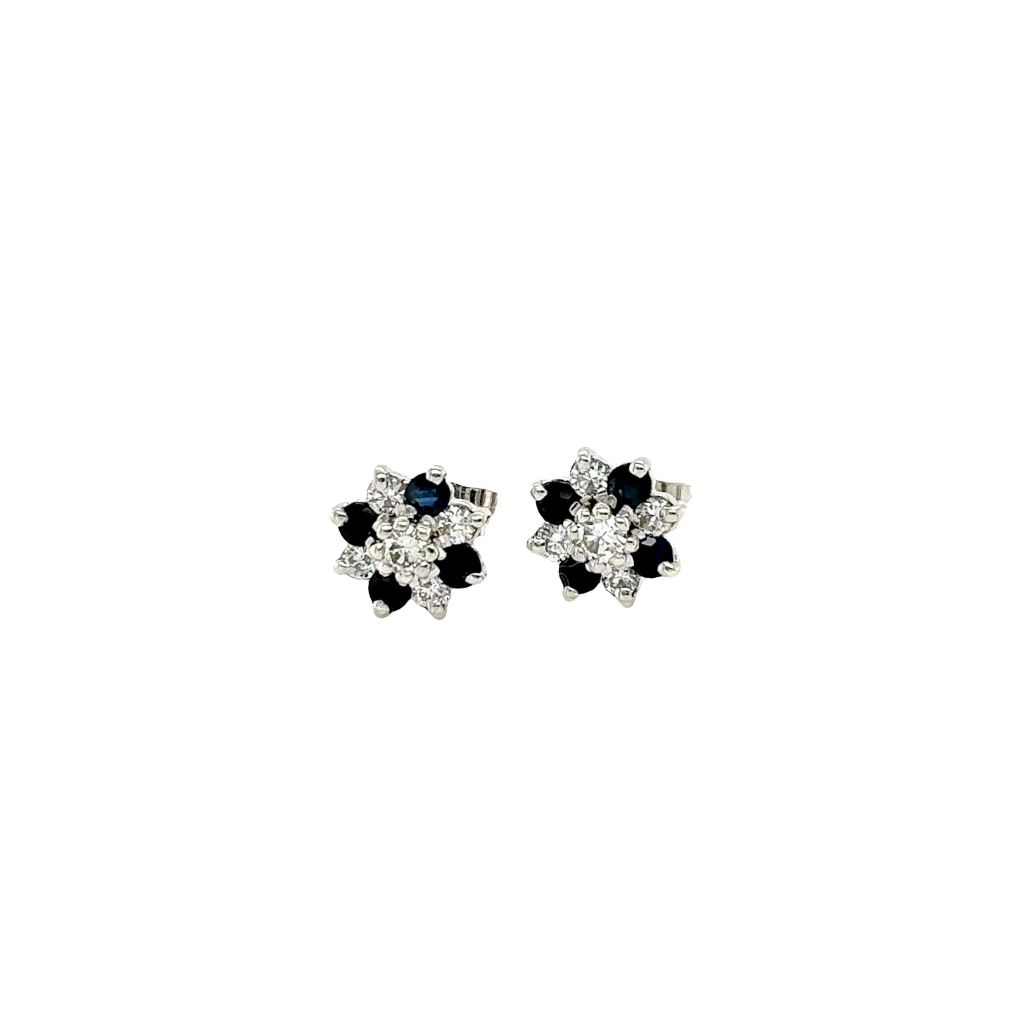 Sapphire and Diamond Cluster Style Earrings