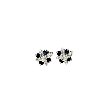 Sapphire and Diamond Cluster Style Earrings