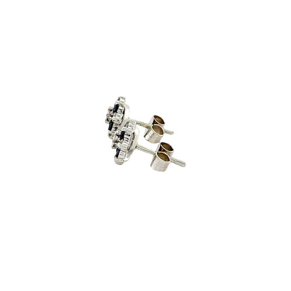 Sapphire and Diamond Cluster Style Earrings