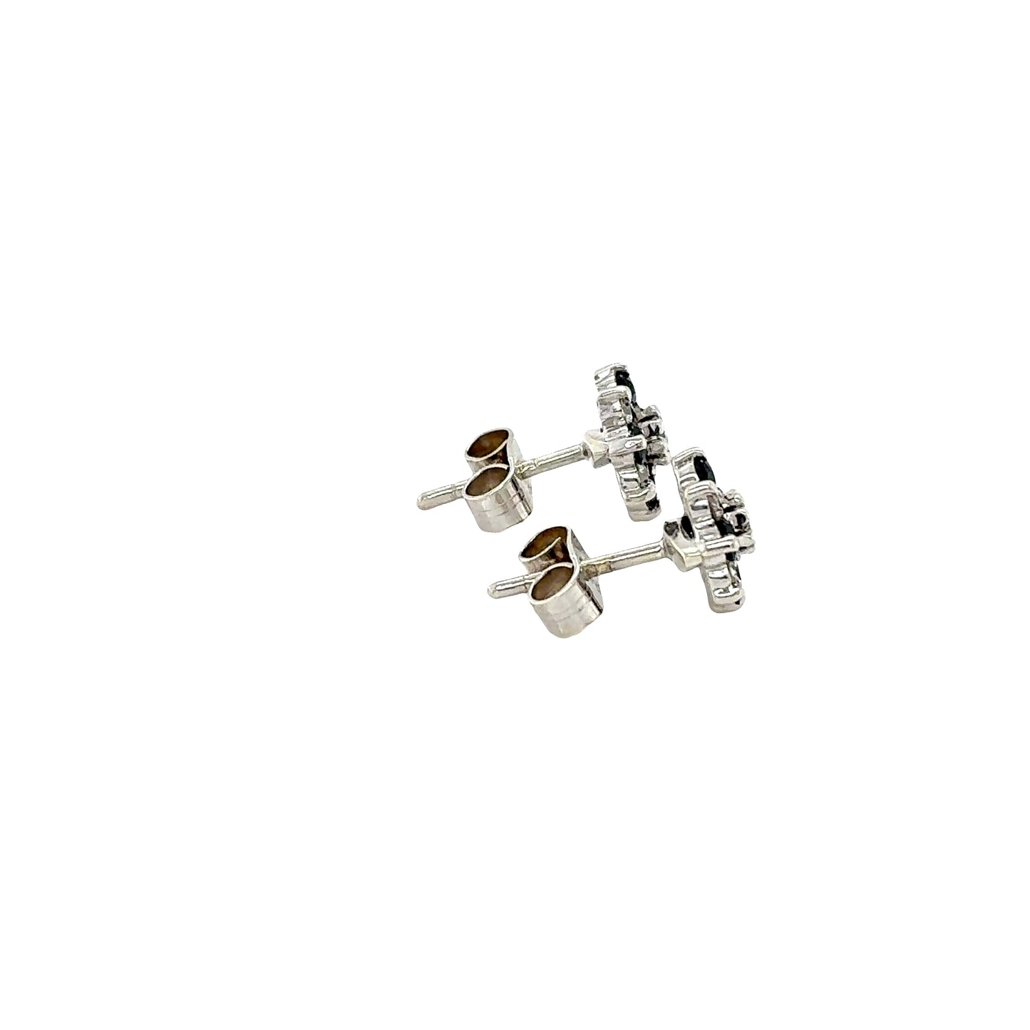 Sapphire and Diamond Cluster Style Earrings