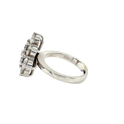 Round Brilliant Cut Diamond 12 Stone Cluster Ring