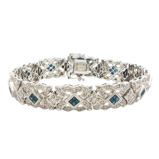 18ct White Gold, Sapphire and Diamond Bracelet