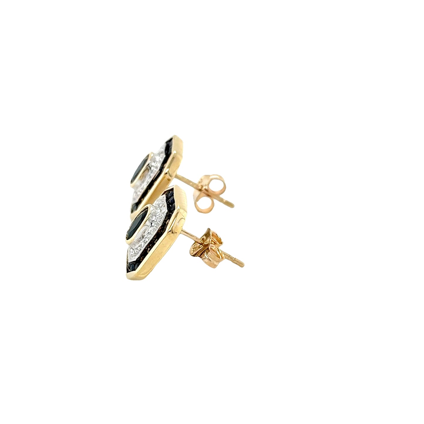 Yellow & White Gold Sapphire Art Deco Style Earrings