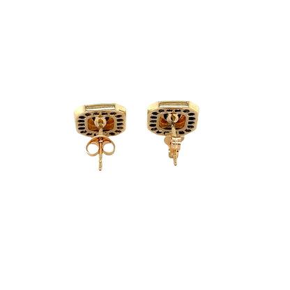 Yellow & White Gold Sapphire Art Deco Style Earrings