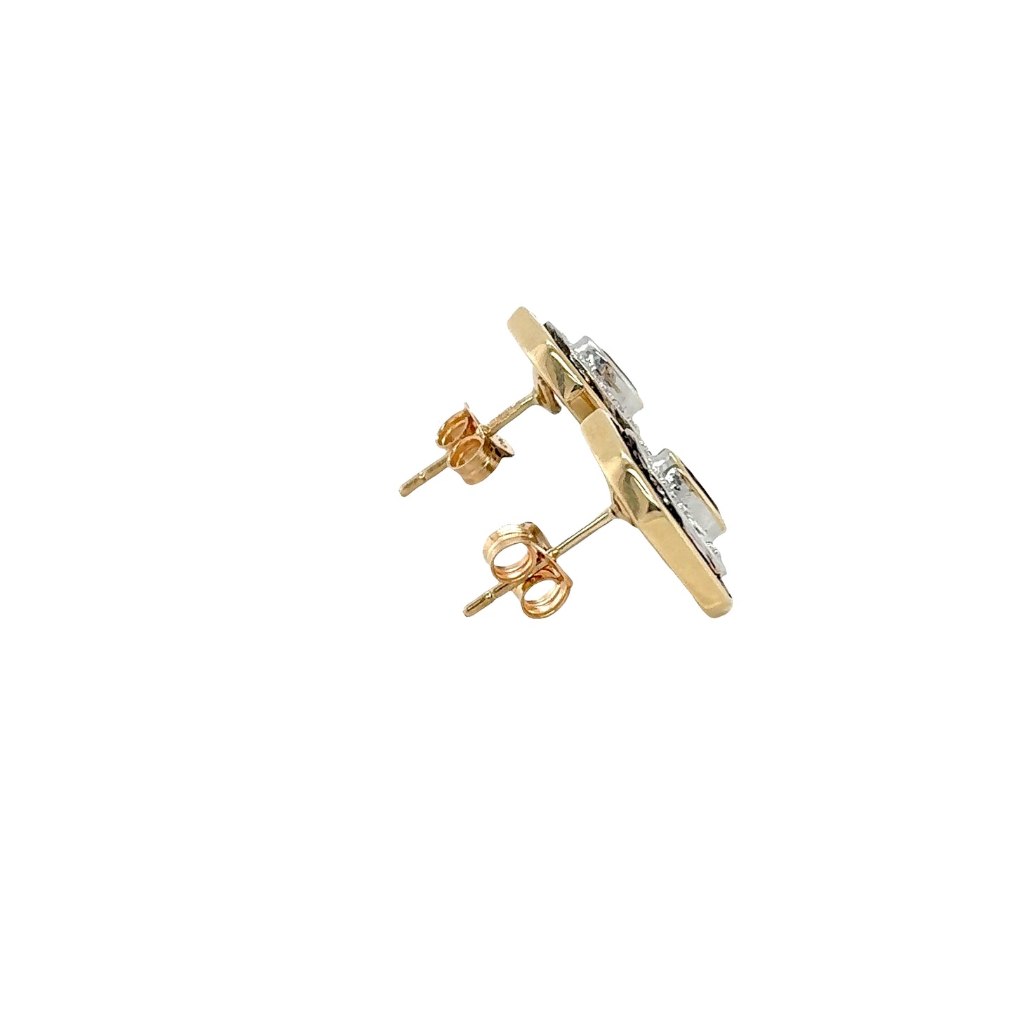 Yellow & White Gold Sapphire Art Deco Style Earrings