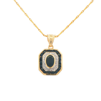 Yellow & White Gold Sapphire Art Deco Style Pendant