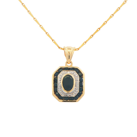 Yellow & White Gold Sapphire Art Deco Style Pendant