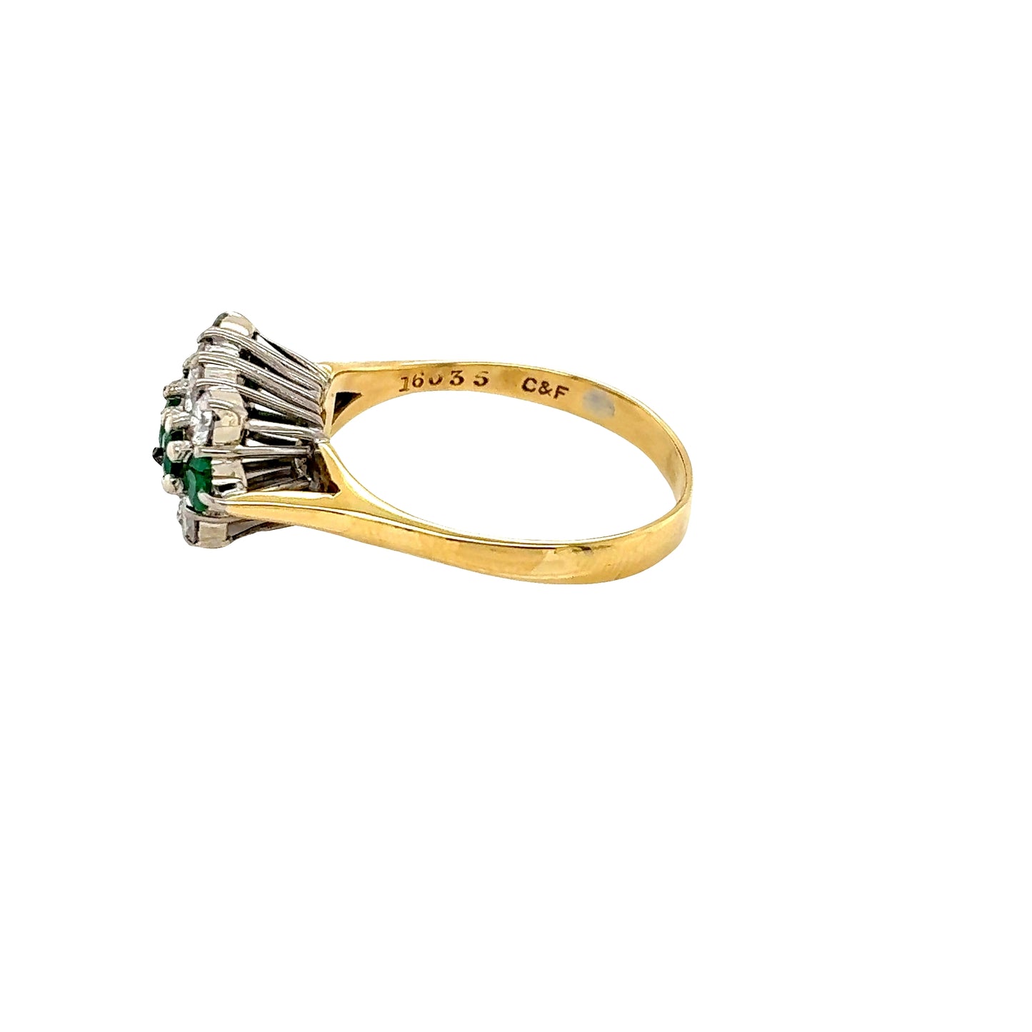 Emerald and Round Brilliant Cut Diamond Cluster