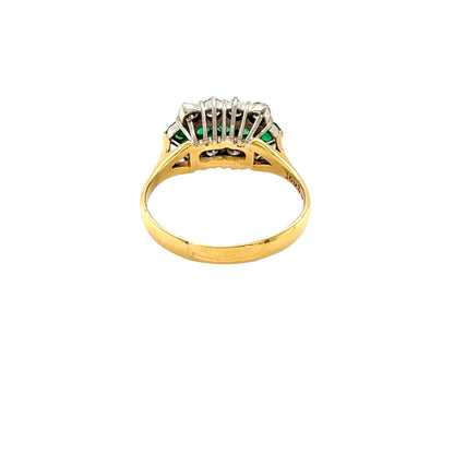 Emerald and Round Brilliant Cut Diamond Cluster