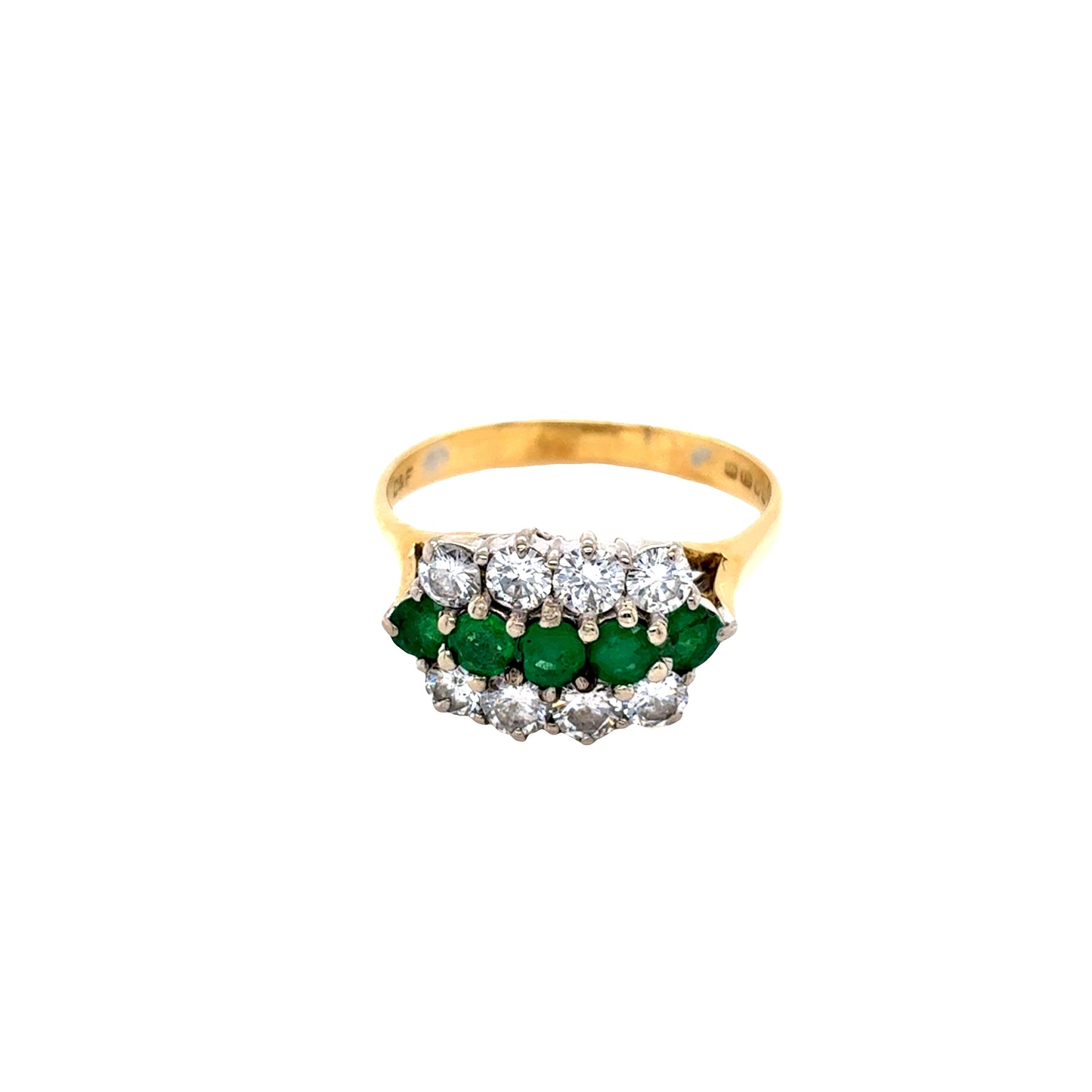 Emerald and Round Brilliant Cut Diamond Cluster