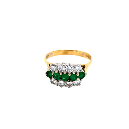 Emerald and Round Brilliant Cut Diamond Cluster