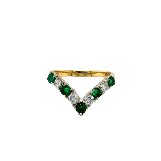 Emerald and Round Brilliant Cut Diamond