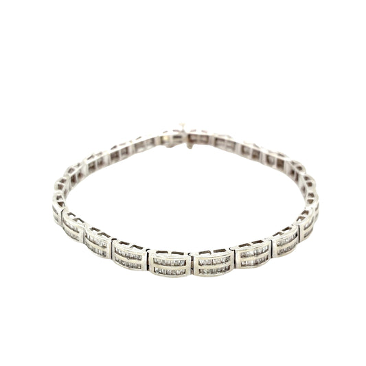 10ct White Gold, Diamond Set Bracelet