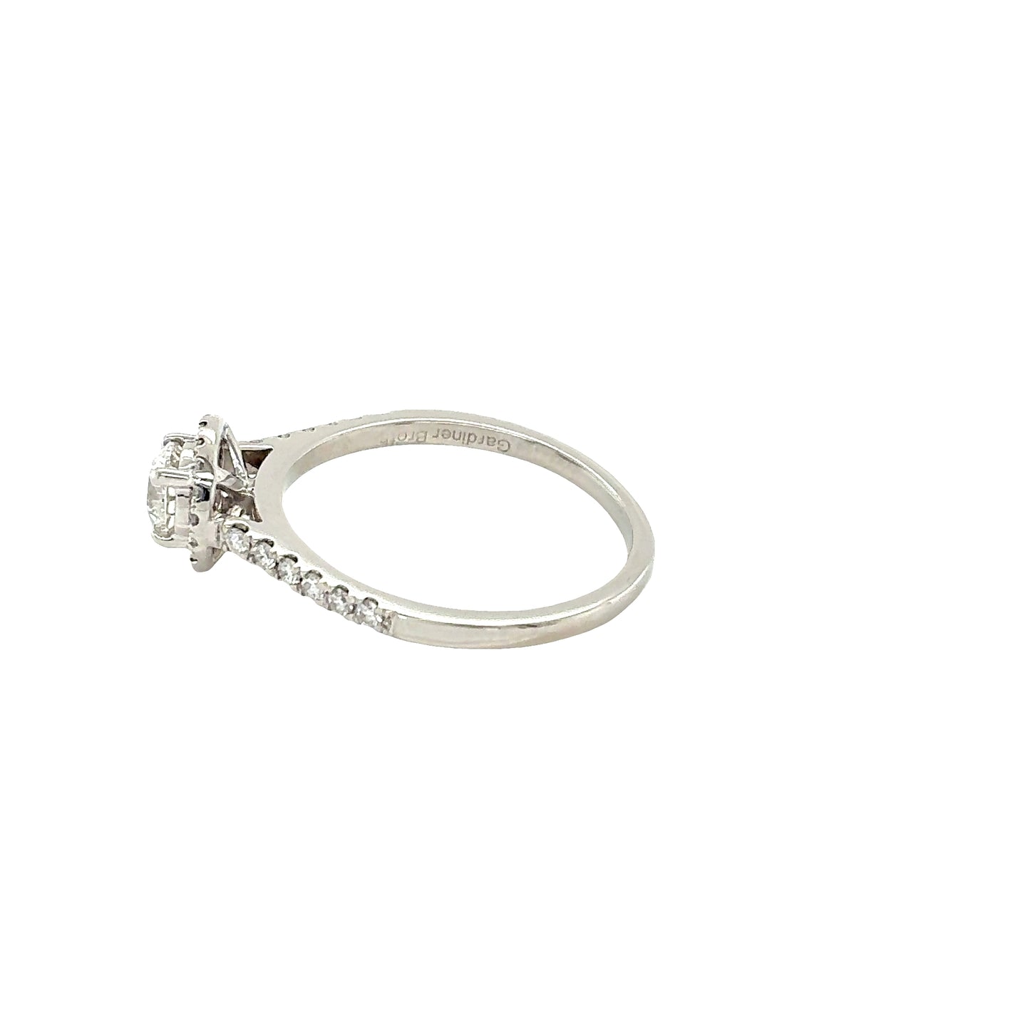 Round Brilliant Cut Diamond with Diamond Halo and Diamond Set Shoulders