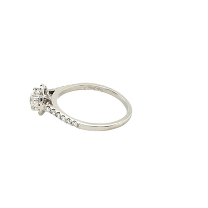 Round Brilliant Cut Diamond with Diamond Halo and Diamond Set Shoulders