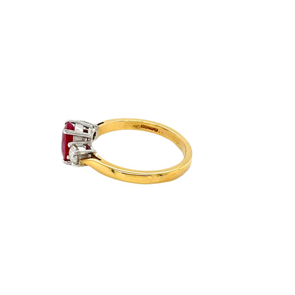 Ruby and Diamond 3 Stone Ring