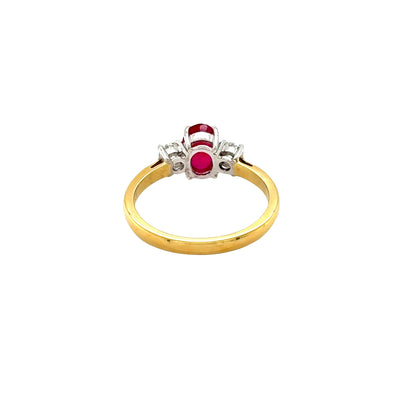 Ruby and Diamond 3 Stone Ring