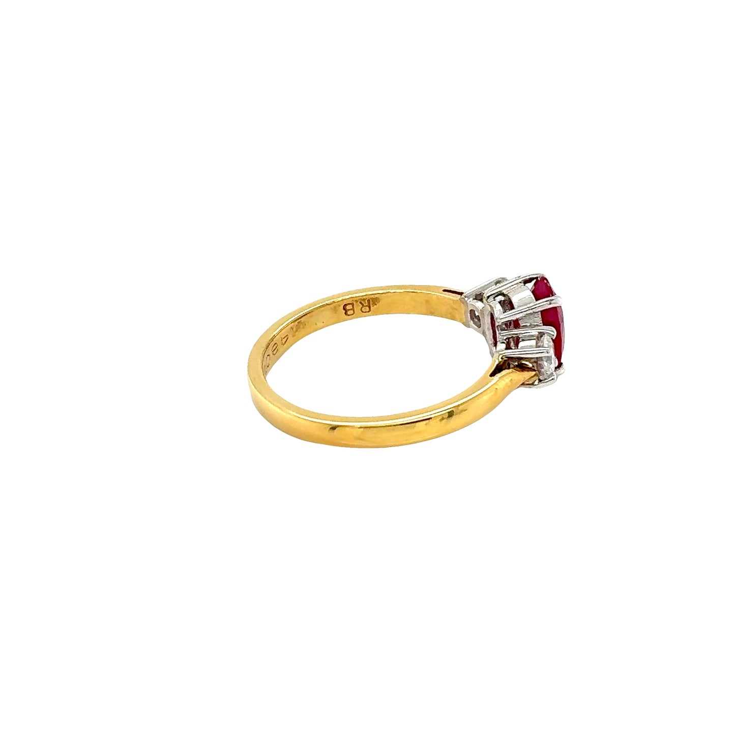 Ruby and Diamond 3 Stone Ring