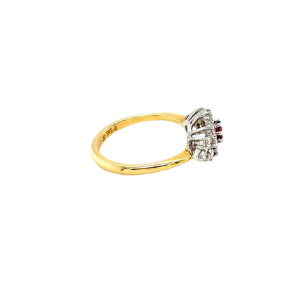 Ruby and Diamond Cluster Ring