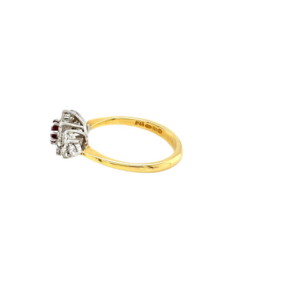 Ruby and Diamond Cluster Ring