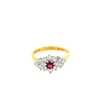 Ruby and Diamond Cluster Ring