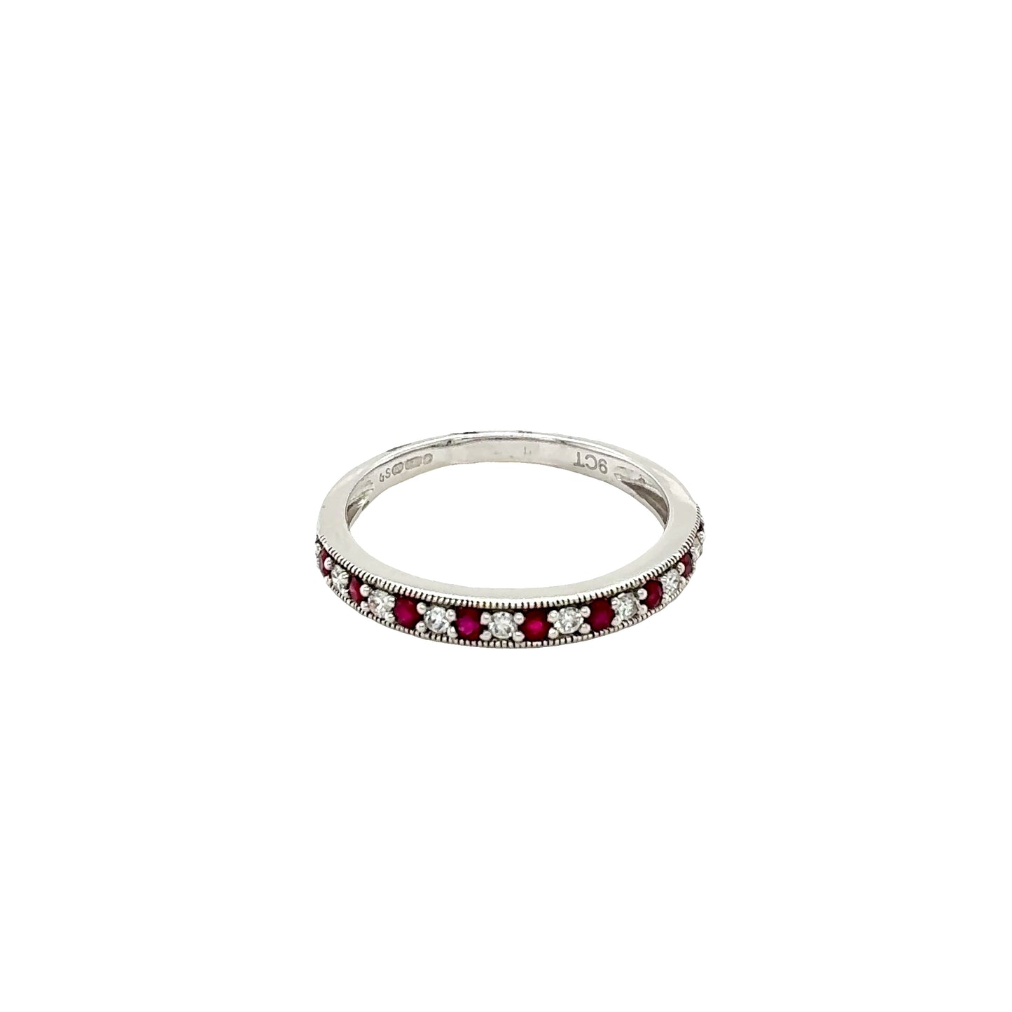 Ruby and Diamond Set Wedding Band
