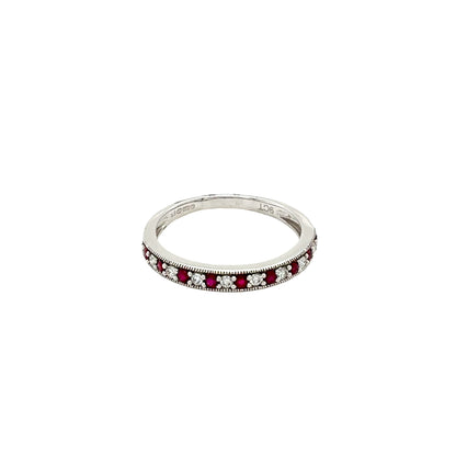 Ruby and Diamond Set Wedding Band
