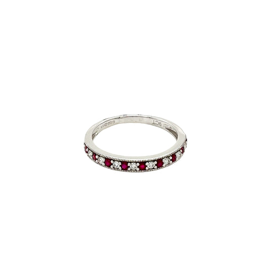 Ruby and Diamond Set Wedding Band