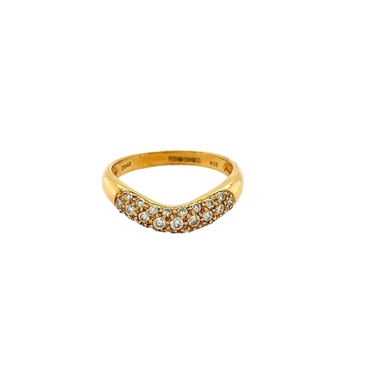 Yellow Gold Diamond Set Shaped Ring