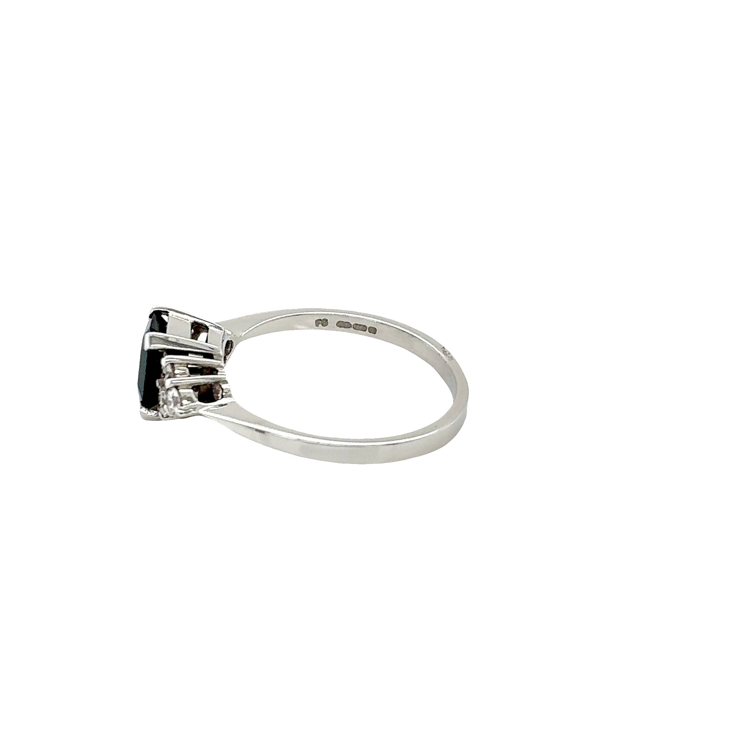 Sapphire and 6 Round Brilliant Cut Diamond Ring