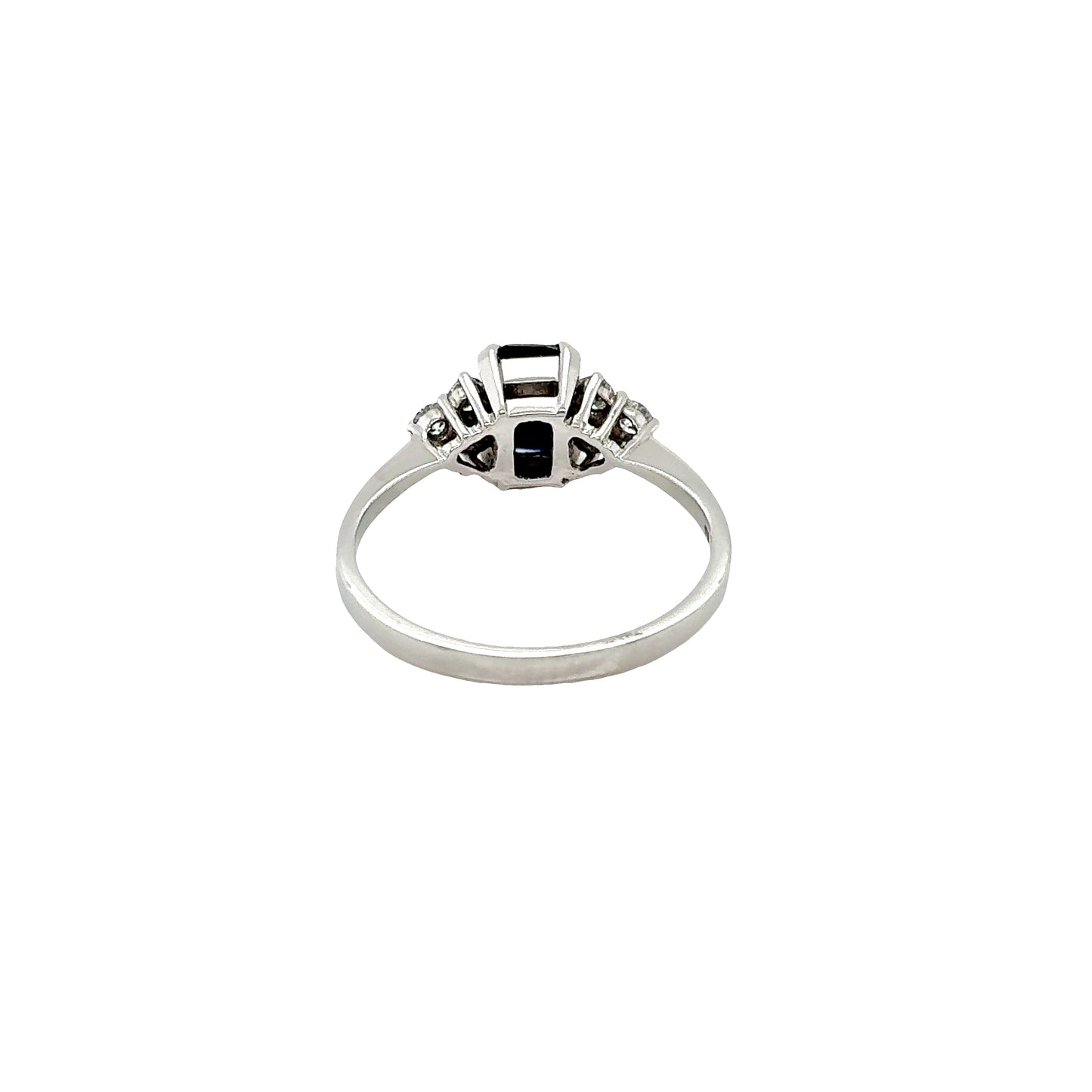 Sapphire and 6 Round Brilliant Cut Diamond Ring