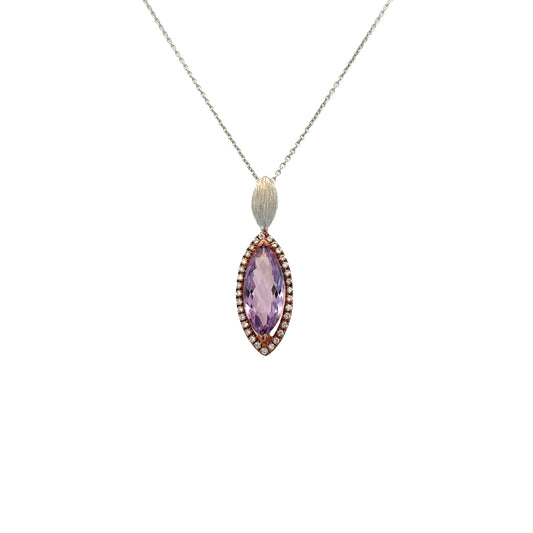 Marquise Cut Amethyst with halo of Diamonds