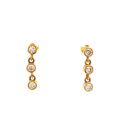 Rub-Over Diamond Set Drop Earrings